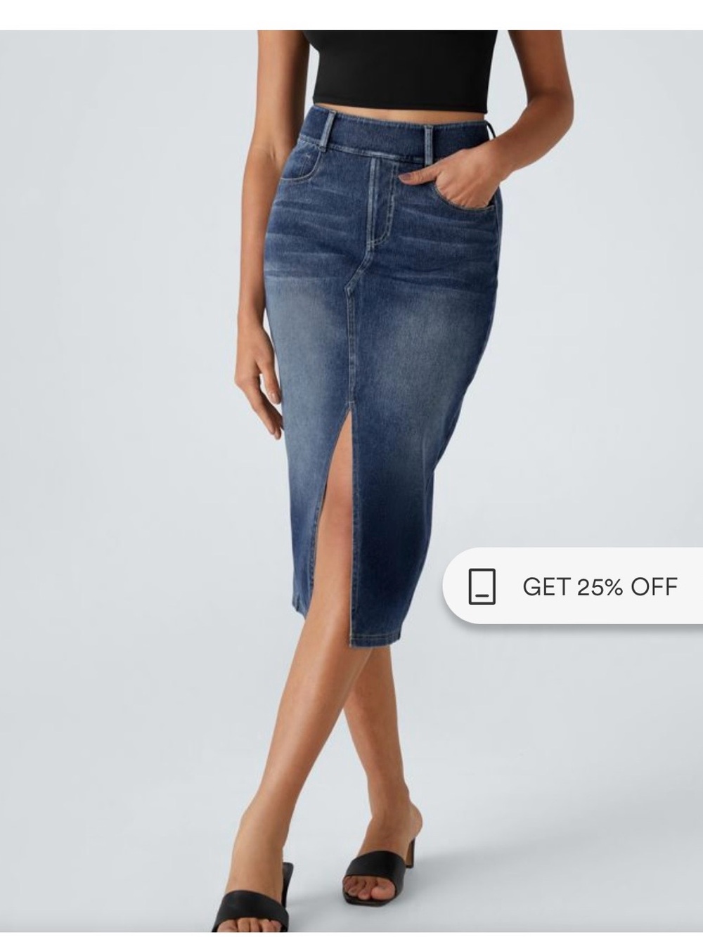 HALARA Dark Blue Denim Skirt with Tag Detail NWOT